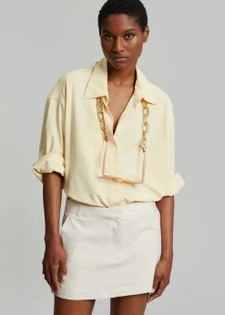 The Frankie Shop CLOTHING Isle Linen Mini Skirt - Oat Melange