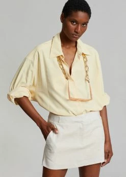 The Frankie Shop CLOTHING Isle Linen Mini Skirt - Oat Melange