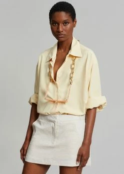 The Frankie Shop CLOTHING Isle Linen Mini Skirt - Oat Melange