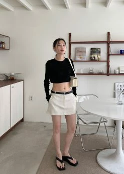 The Frankie Shop CLOTHING Isle Linen Mini Skirt - Oat Melange