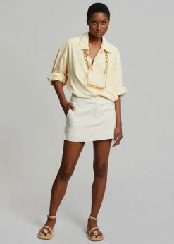 The Frankie Shop CLOTHING Isle Linen Mini Skirt - Oat Melange
