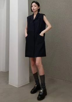 Inch Jahe Vest Dress - Navy