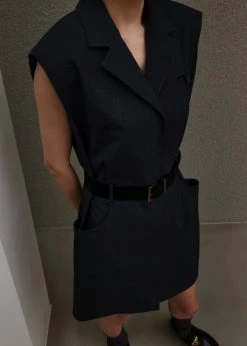 Inch Jahe Vest Dress - Navy