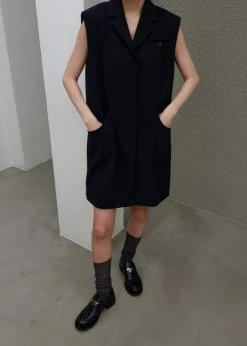 Inch Jahe Vest Dress - Navy