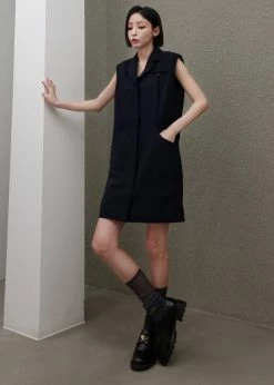 Inch Jahe Vest Dress - Navy