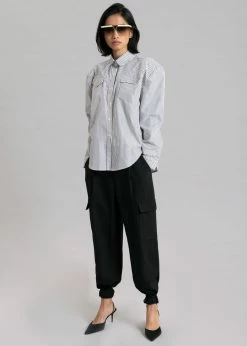 Black Fuchsia Jeanne Padded Shirt - Black Stripe CLOTHING