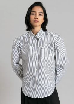 Black Fuchsia Jeanne Padded Shirt - Black Stripe CLOTHING