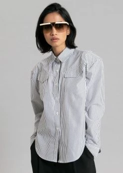 Black Fuchsia Jeanne Padded Shirt - Black Stripe CLOTHING