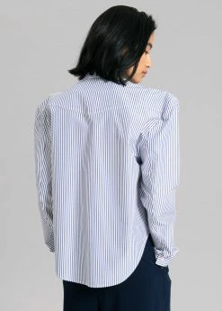 Black Fuchsia CLOTHING Jeanne Padded Shirt - Navy Stripe
