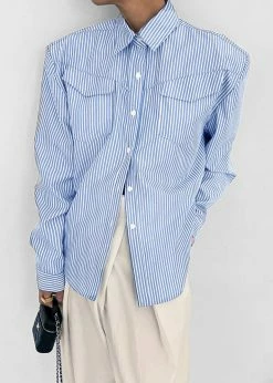 Black Fuchsia CLOTHING Jeanne Padded Shirt - White Stripe