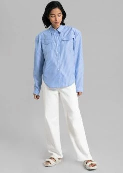 Black Fuchsia CLOTHING Jeanne Padded Shirt - White Stripe