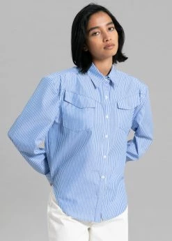 Black Fuchsia CLOTHING Jeanne Padded Shirt - White Stripe