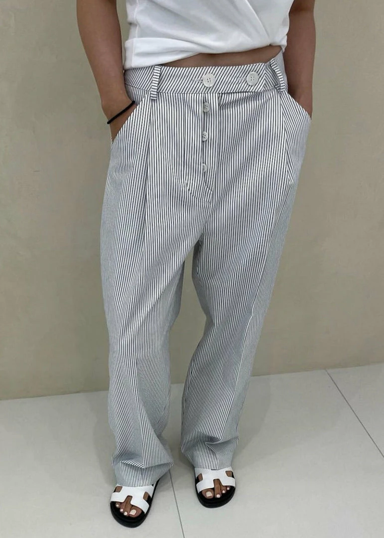 Wholesale β Beside You Jess Wide Pants - White Stripe CLOTHING π 1 Beside You Jess Wide Pants - White Stripe CLOTHING
