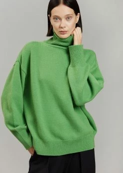 The Frankie Shop Joya Roll Neck Sweater - Kermit CLOTHING