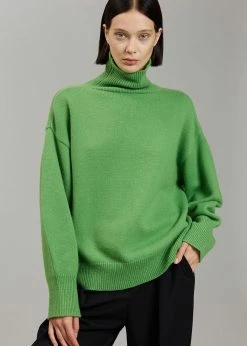 The Frankie Shop Joya Roll Neck Sweater - Kermit CLOTHING