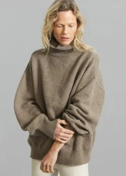 The Frankie Shop Joya Roll Neck Sweater - Taupe CLOTHING
