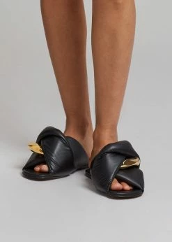 Vacation Edit JW Anderson Chain Flat Sandals - Black