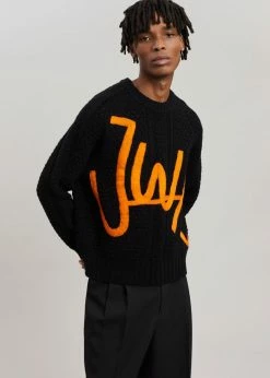JW Anderson Crewneck Cable Jumper - Black/Orange