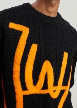 JW Anderson Crewneck Cable Jumper - Black/Orange