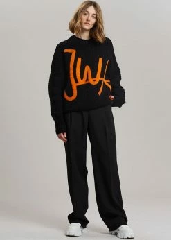 JW Anderson Crewneck Cable Jumper - Black/Orange