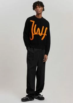 JW Anderson Crewneck Cable Jumper - Black/Orange