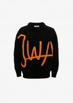 JW Anderson Crewneck Cable Jumper - Black/Orange