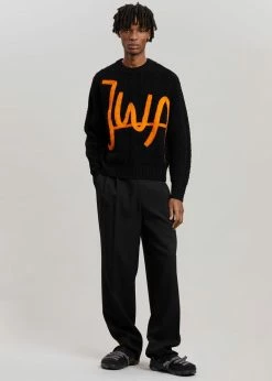 JW Anderson Crewneck Cable Jumper - Black/Orange