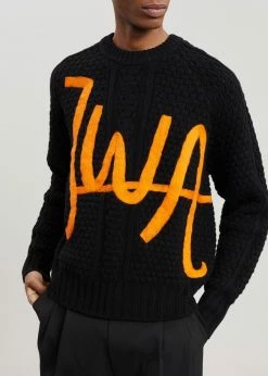 JW Anderson Crewneck Cable Jumper - Black/Orange