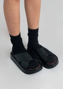 Vacation Edit JW Anderson Flat Platform Sandal - Black