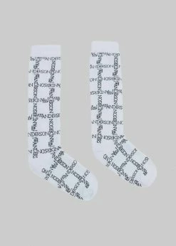 ACCESSORIES JW Anderson Logo Grid Ankle Socks - White/Black