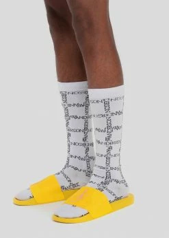 ACCESSORIES JW Anderson Logo Grid Ankle Socks - White/Black