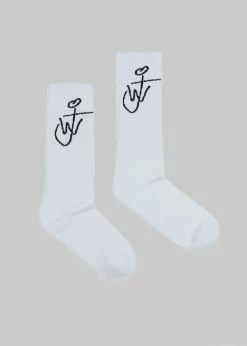 ACCESSORIES JW Anderson Logo Short Ankle Socks - White/Black