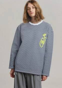 Men JW Anderson Long Sleeve Crewneck Tee - Black/White