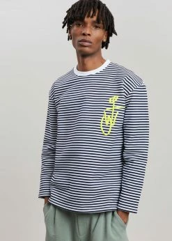 Men JW Anderson Long Sleeve Crewneck Tee - Black/White