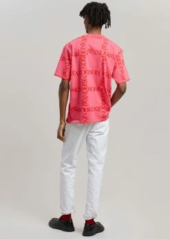 JW Anderson Oversized Logo Grid Tee - Fuchsia Men