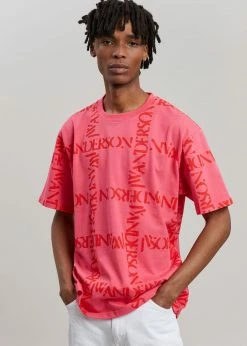 JW Anderson Oversized Logo Grid Tee - Fuchsia Men