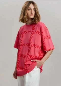 JW Anderson Oversized Logo Grid Tee - Fuchsia Men