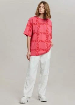 JW Anderson Oversized Logo Grid Tee - Fuchsia Men