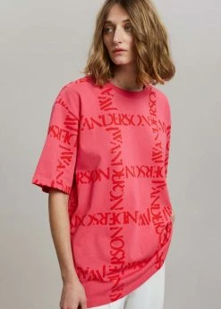 JW Anderson Oversized Logo Grid Tee - Fuchsia Men