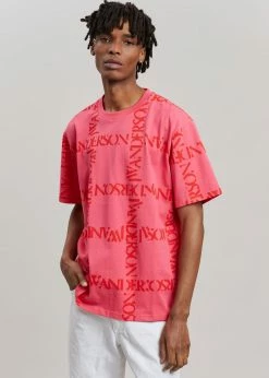 JW Anderson Oversized Logo Grid Tee - Fuchsia Men