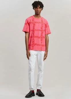 JW Anderson Oversized Logo Grid Tee - Fuchsia Men