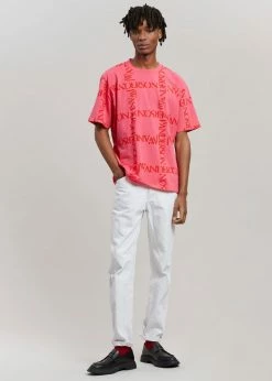 JW Anderson Oversized Logo Grid Tee - Fuchsia Men