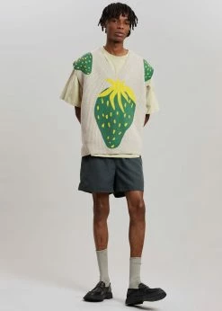 Men JW Anderson Strawberry V-Neck Vest - Natural/Green
