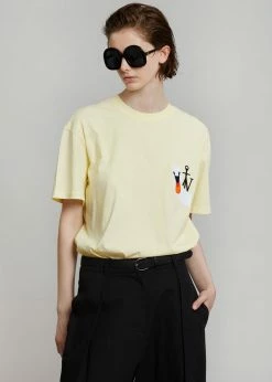 CLOTHING JW Anderson Swan Embroidered Logo T-Shirt - Yellow