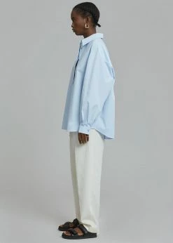 Love You So Much CLOTHING Kae Button Back Shirt - Sky