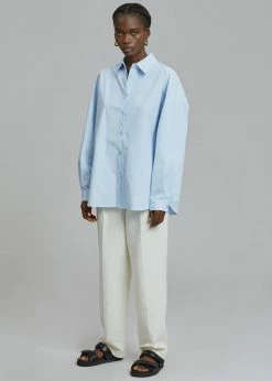 Love You So Much CLOTHING Kae Button Back Shirt - Sky