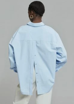 Love You So Much CLOTHING Kae Button Back Shirt - Sky