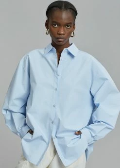 Love You So Much CLOTHING Kae Button Back Shirt - Sky