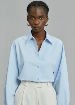 Love You So Much CLOTHING Kae Button Back Shirt - Sky