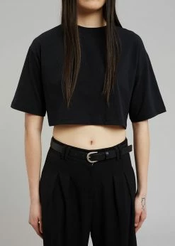 The Frankie Shop CLOTHING Karina Cropped T-Shirt - Black